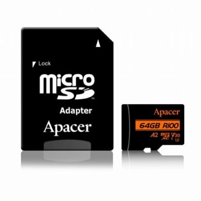  Зображення Карта пам'яті Apacer 64GB microSD class 10 UHS-I U3 (AP64GMCSX10U8-R) 